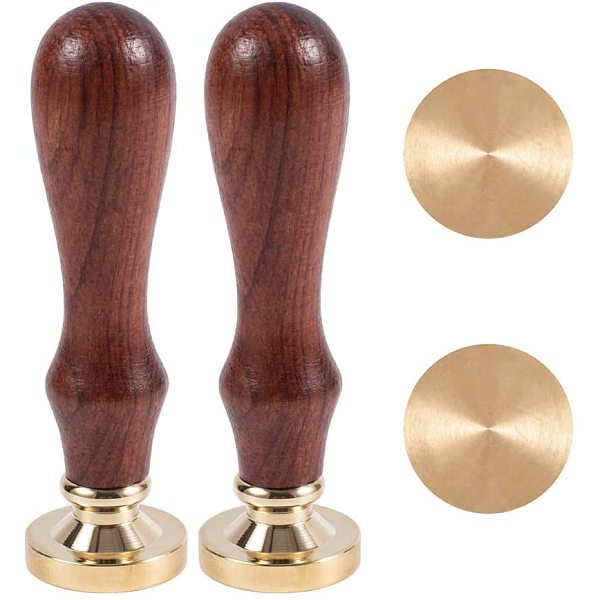 

PandaHall DIY Scrapbook, Brass Wax Seal Stamp and Wood Handle Sets, Golden, 89mm Brass