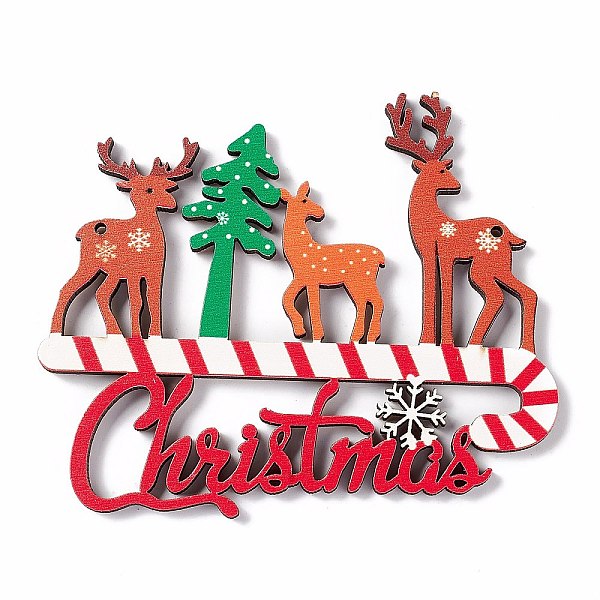 

PandaHall Christmas Decoration Wooden Door Plate, Wood Big Pendants for Door Hanging, Word Christmas with Reindeers/Stags & Tree, Colorful..., Multicolor