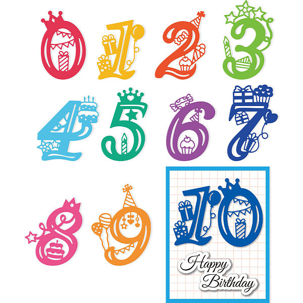 

PandaHall 2 Sets 10pcs 0~9 Birthday Numbers Cutting Dies Greeting Card Die Cut Carbon Steel Die Cuts Stencils Card Scrapbooking Embossingb...