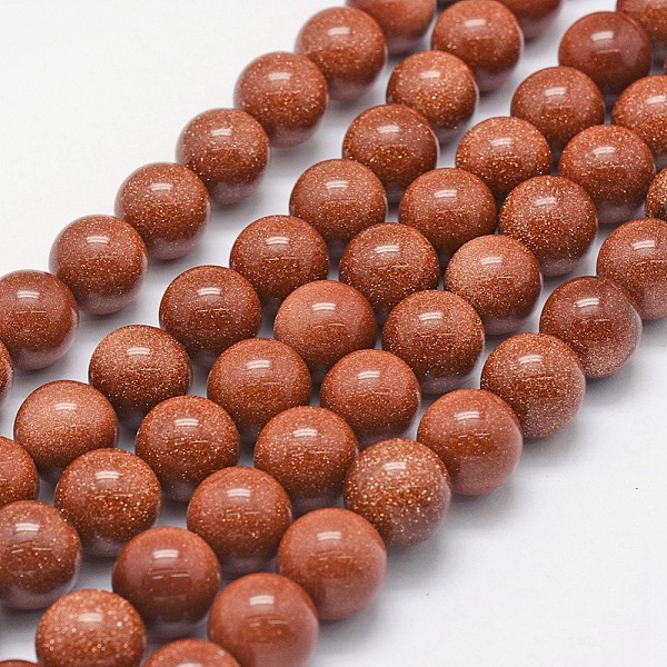 

PandaHall Synthetic Goldstone Beads Strands, Round, 12mm, Hole: 1mm, about 31pcs/strand, 14.2 inch~14.6 inch(36~37cm) Goldstone Round