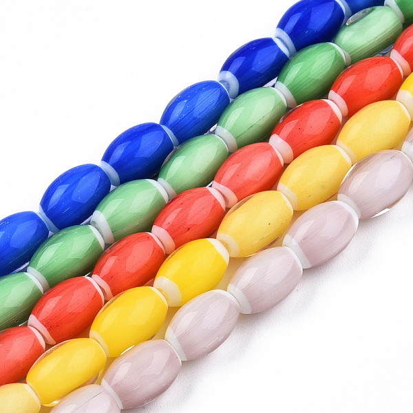 

PandaHall Handmade Lampwork Beads Strands, Oval, Mixed Color, 10.5~11.5x7.5~8mm, Hole: 1.2~2mm, about 34~37pcs/strand, 15.75 inch~15.94 inch..., Multicolor