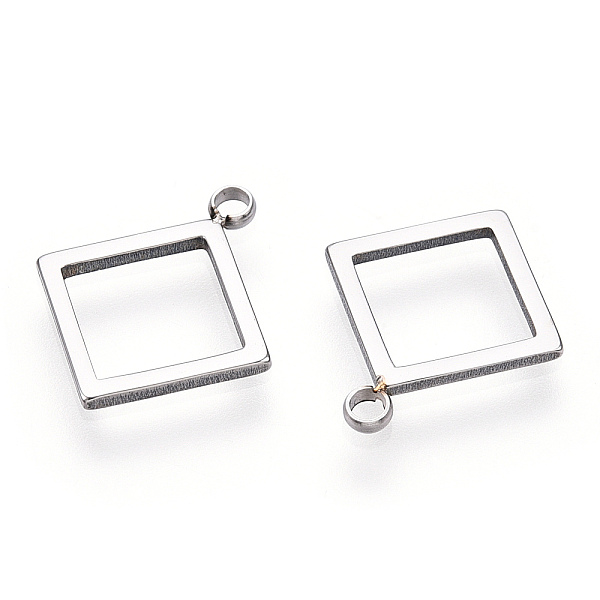

PandaHall 304 Stainless Steel Pendants, Manual Polishing, Rhombus Charm, Hollow, Stainless Steel Color, 15.5x13x1mm, Hole: 1.6mm 304...