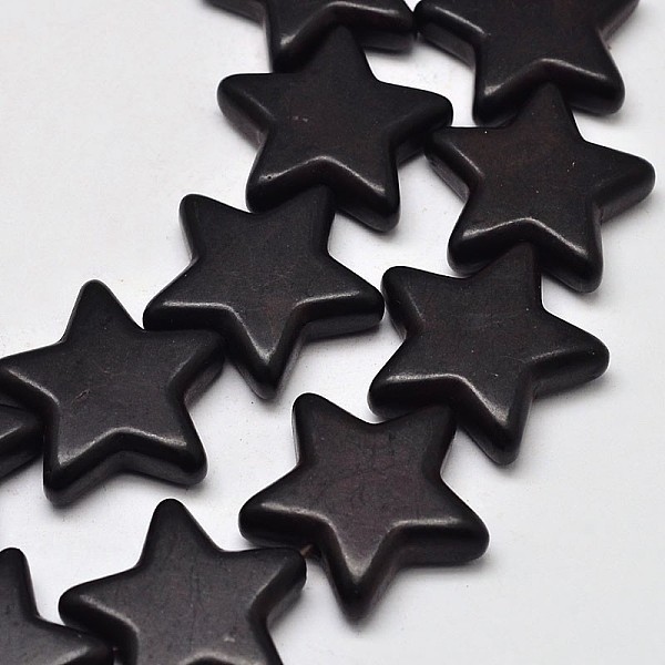 

PandaHall Dyed Synthetic Turquoise Bead Strands, Star, Black, 25x26x6mm, Hole: 1mm Synthetic Turquoise Star Black