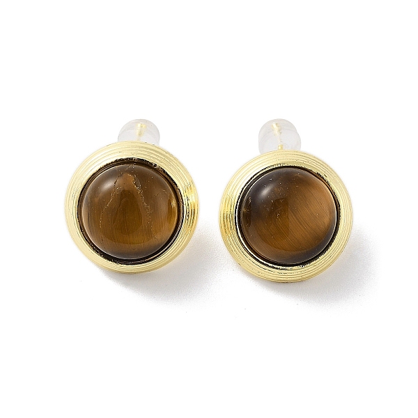 Natural Tiger Eye Ear Studs