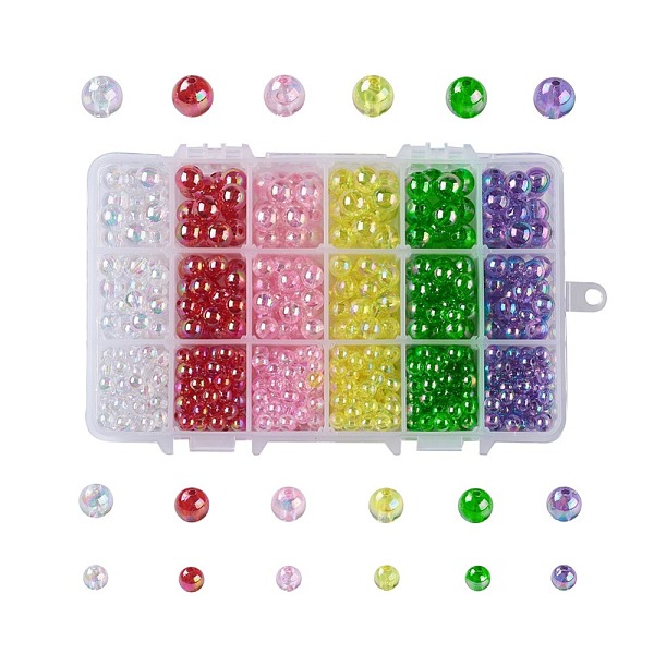 

PandaHall Eco-Friendly Transparent Acrylic Beads, Round, Mixed Color, 16.5x10.8x3cm, about 720~738pcs/box Acrylic Round Multicolor