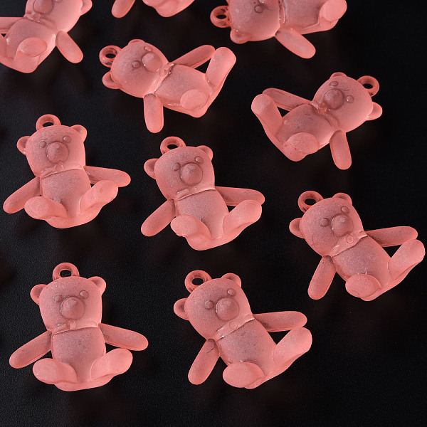 

PandaHall Frosted Acrylic Pendants, Bear, Light Coral, 38.5x34x15mm, Hole: 2.5mm, about 94pcs/500g Acrylic Bear