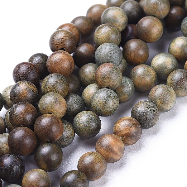 

PandaHall Natural Sandalwood Beads Strands, Round, Olive, 8mm, Hole: 1.2mm, about 51pcs/strand, 15.9 inch(40.5cm) Sandalwood Round Green
