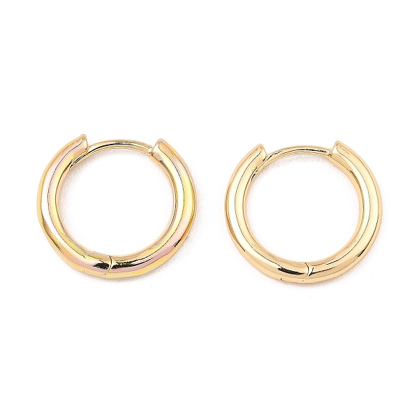 

PandaHall Brass Huggie Hoop Earrings, Light Gold, 16x17x2.5mm Brass Ring