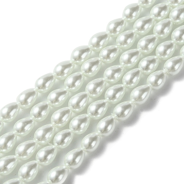 

PandaHall Glass Pearl teardrop, Beads Strands, White, 7x5mm, Hole: 1mm Glass Teardrop White