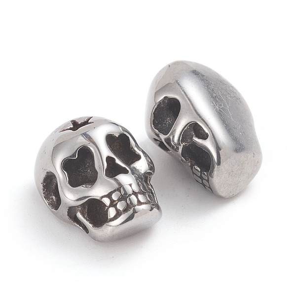 

PandaHall Halloween 304 Stainless Steel Beads, Skull Head, Antique Silver, 13.2x10x8.5mm, Hole: 1.8mm 304 Stainless Steel Skull