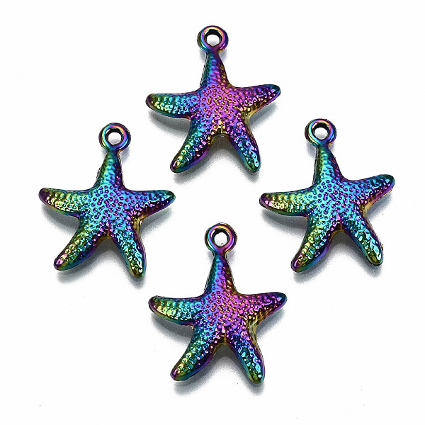

PandaHall Rainbow Color Alloy Pendants, Cadmium Free & Lead Free, Starfish Shape, 23x19x3.5mm, Hole: 1.6mm Alloy Starfish