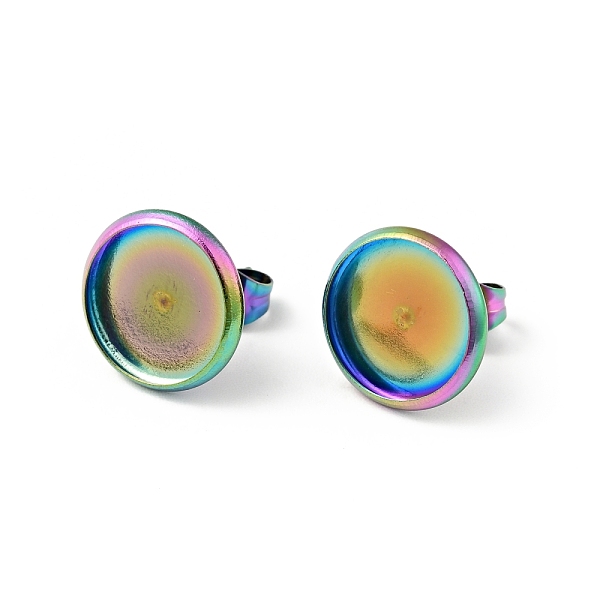 

PandaHall 304 Stainless Steel Flat Round Stud Earring Settings, Earring Findings, Rainbow Color, Tray: 10mm, 12mm, Pin: 0.6mm 304 Stainless...