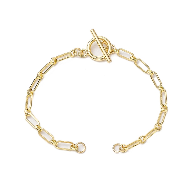 

PandaHall Brass Paperclip Chains Bracelet Makings, with 304 Stainless Steel Toggle Clasps, Golden, 6-5/8 inch(16.9cm) Brass