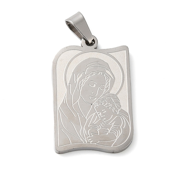 

PandaHall Mother's Day Theme 304 Stainless Steel Pendants, Rectangle with Child & Mother Charms, Stainless Steel Color, 29x18x2mm, Hole..., Silver