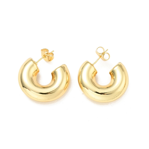 

PandaHall Rack Plating Brass C-shape Stud Earrings, Half Hoop Earrings for Women, Cadmium Free & Lead Free, Real 18K Gold Plated, 25.5x7.5mm...