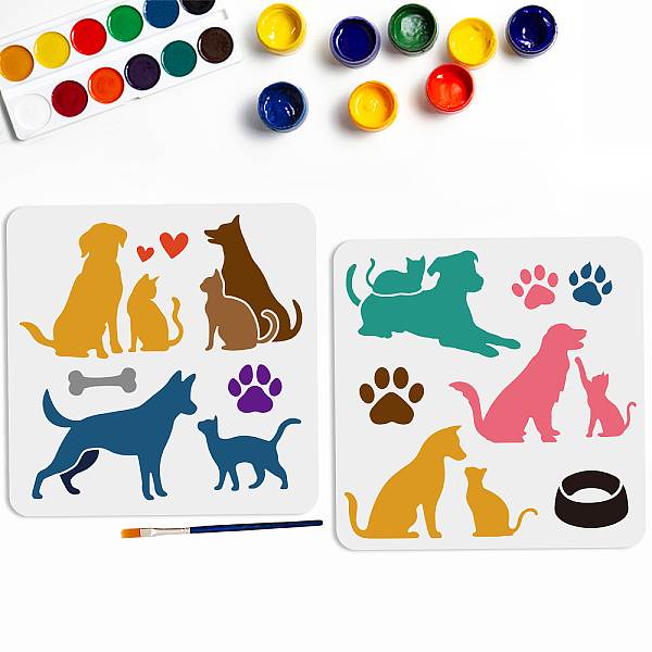 

PandaHall MAYJOYDIY US 1 Set Cat Dog PET Hollow Out Drawing Painting Stencils, for DIY Scrapbook, Photo Album, with 1Pc Art Paint Brushes...