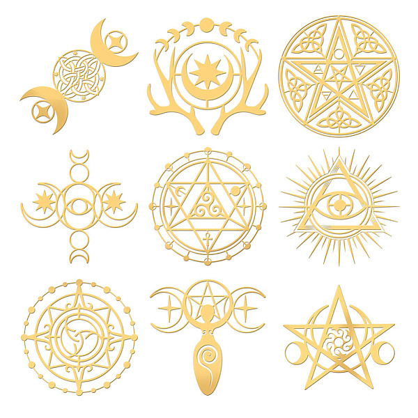 

PandaHall Nickel Decoration Stickers, Metal Resin Filler, Epoxy Resin & UV Resin Craft Filling Material, Tarot Theme Pattern, 40x40mm, 9...
