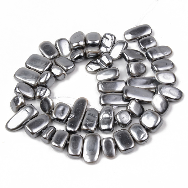 

PandaHall Electroplate Natural Freshwater Shell Beads Strands, Nuggets, Gray, 7~9x7~27x4~7mm, Hole: 1mm, about 48~50pcs/strand, 15.75 inch...