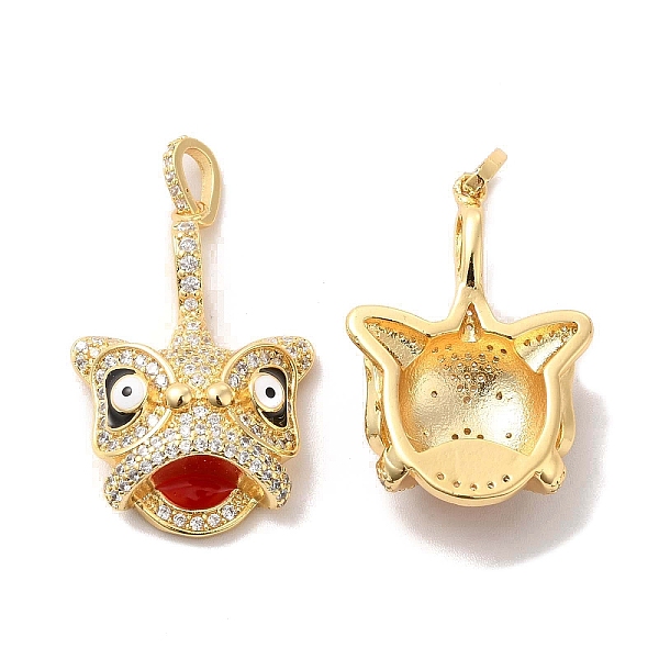 

PandaHall Brass Micro Pave Cubic Zirconia Pendants, with Enamel, Dancing Lion Head Charm, Golden, Clear, 30x20x7.5mm, Hole: 5.5x3mm...