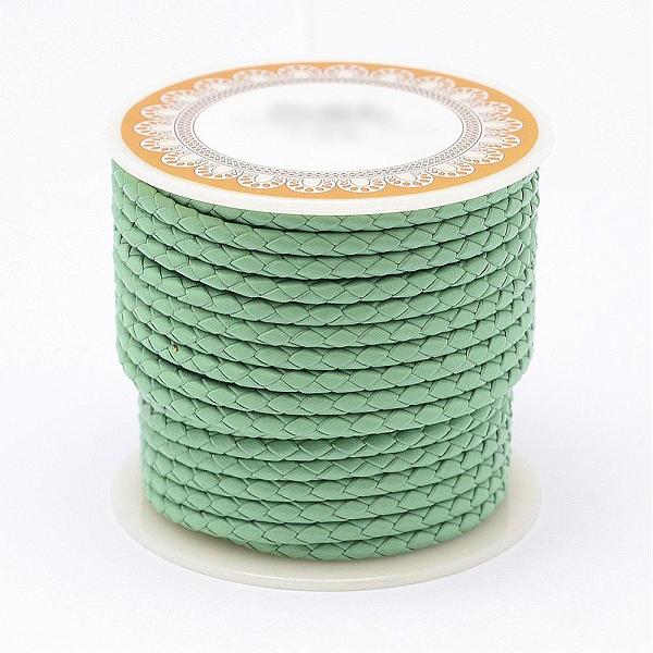 

PandaHall Braided Cowhide Leather Cord, Leather Rope String for Bracelets, Medium Aquamarine, 3mm, about 8.74 yards(8m)/roll Leather Round..., Green