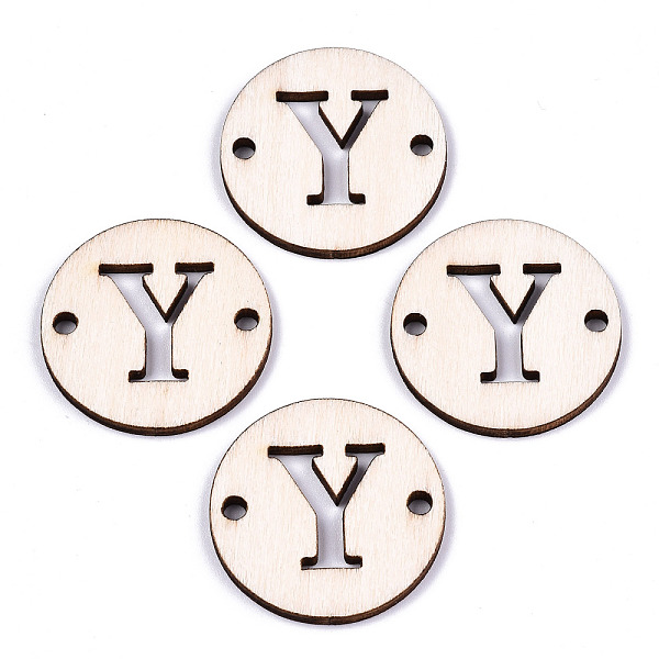 

PandaHall Unfinished Natural Poplar Wood Links Connectors, Laser Cut, Flat Round with Word, Letter.Y, 29.5x2.5mm, Hole: 2.5mm Wood Letter Y
