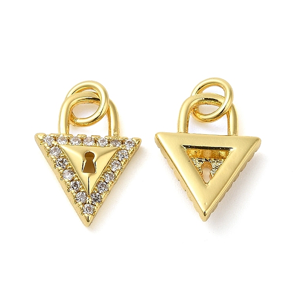 

PandaHall Brass Micro Pave Cubic Zirconia Pendants, Cadmium Free & Lead Free, Long-Lasting Plated, with Jump Ring, Lock, Traingle, Real 18K..., Clear