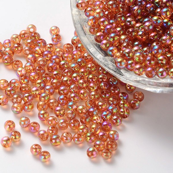 

PandaHall Eco-Friendly Transparent Acrylic Beads, Round, AB Color, FireBrick, 6mm, Hole: 1.5mm, about 4000pcs/500g Acrylic Round Red