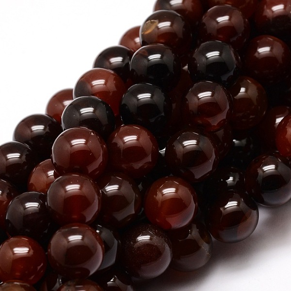 

PandaHall Dyed Natural Agate Round Beads Strands, Coconut Brown, 12mm, Hole: 1mm, about 33pcs/strand, 14.7 inch Natural Agate Round