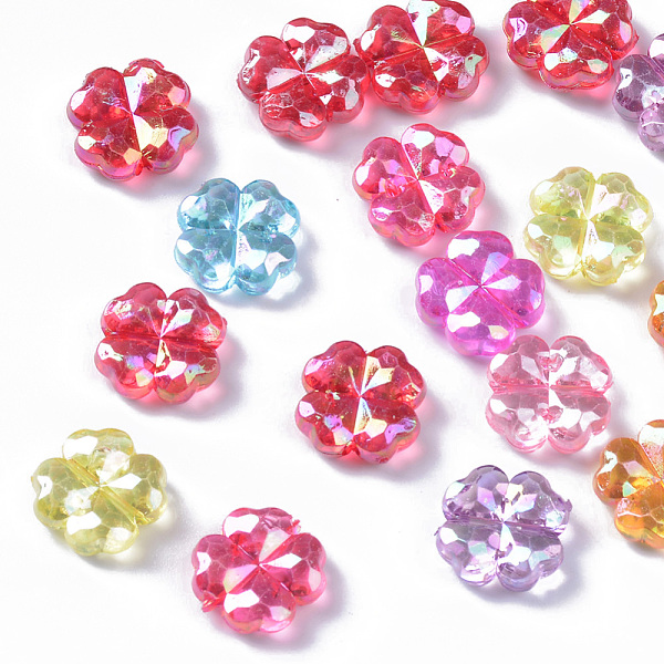 

PandaHall Transparent Acrylic Beads, AB Color Plated, Faceted Clover, Mixed Color, 11.5x11.5x4.5mm, Hole: 1.5mm, about 1660pcs/500g Acrylic..., Multicolor