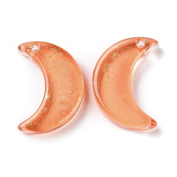 

PandaHall Transparent Baking Paint Glass Beads, Moon, Top Drilled, Coral, 15.5x13x3.5mm, Hole: 1.2mm Glass Moon Red