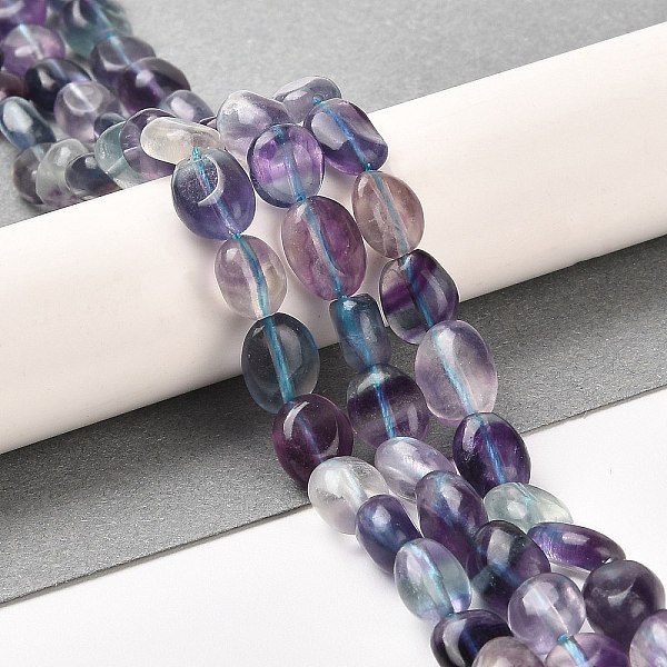 

PandaHall Natural Fluorite Beads Strands, Nuggets, Tumbled Stone, 6.8~10.3x6.5~7.4x3.7~6.3mm, Hole: 0.8mm, about 47~48pcs/strand...