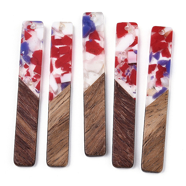 

PandaHall Transparent Resin & Walnut Wood Big Pendants, Two-Tone, Rectangle Charms, FireBrick, 51.5x7.5x2.5mm, Hole: 1.8mm Resin+Wood..., Red