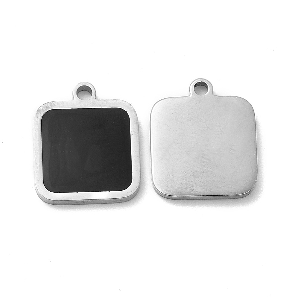 

PandaHall 201 Stainless Steel Charms, with Enamel, Square Charm, Stainless Steel Color, 13x11x1.5mm, Hole: 1.2mm Stainless Steel+Enamel..., Black