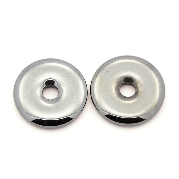 

PandaHall Non-magnetic Synthetic Hematite Pendants, Grade AA, Donut/Pi Disc, Donut Width: 10mm, 25x4mm, Hole: 5mm Non-magnetic Hematite...