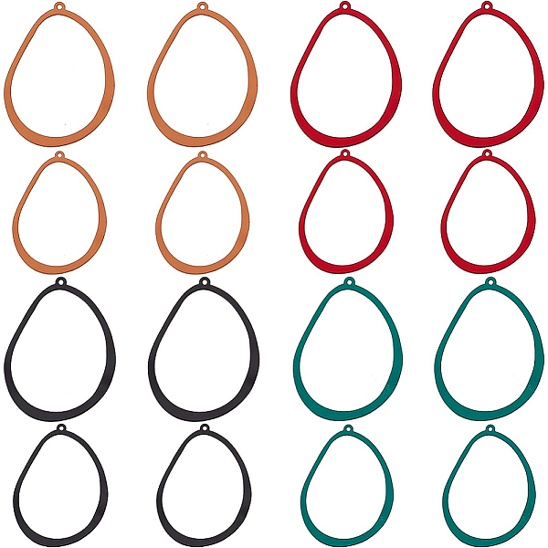 

PandaHall BENECREAT 16Pcs 8 Style Spray Painted Alloy Pendants, Hollow, Irregular Teardrop, Mixed Color, 39~48x27.5~36x2mm, Hole: 1mm..., Multicolor