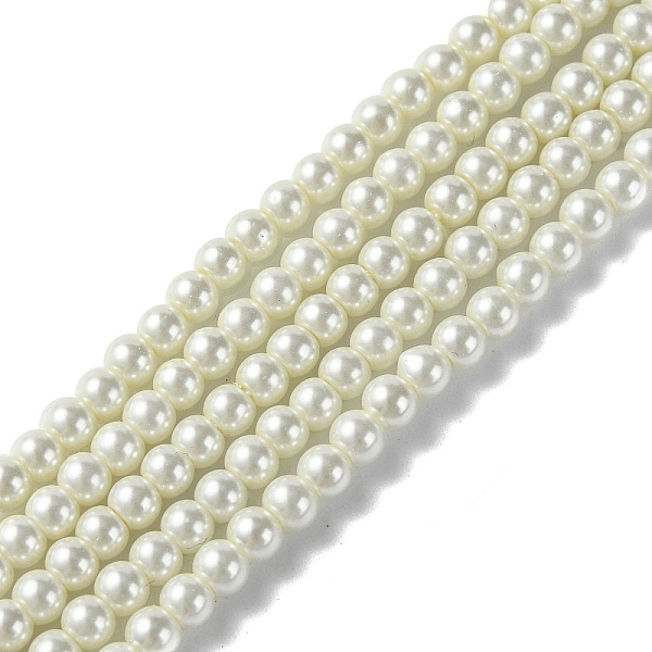 

PandaHall Eco-Friendly Dyed Glass Pearl Round Bead Strands, Cotton Cord Threaded, White, 4~4.5mm, Hole: 0.7~1.1mm, about 104pcs/strand, 15...