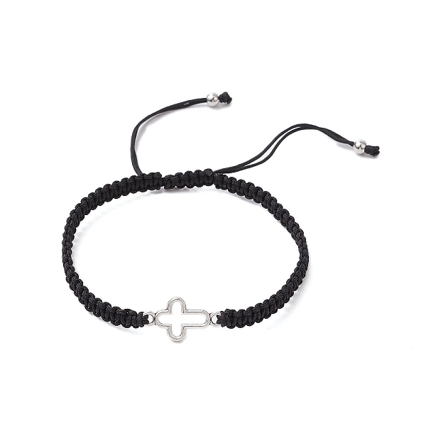 Bracelets tressés avec breloques de connecteur en alliage croisé