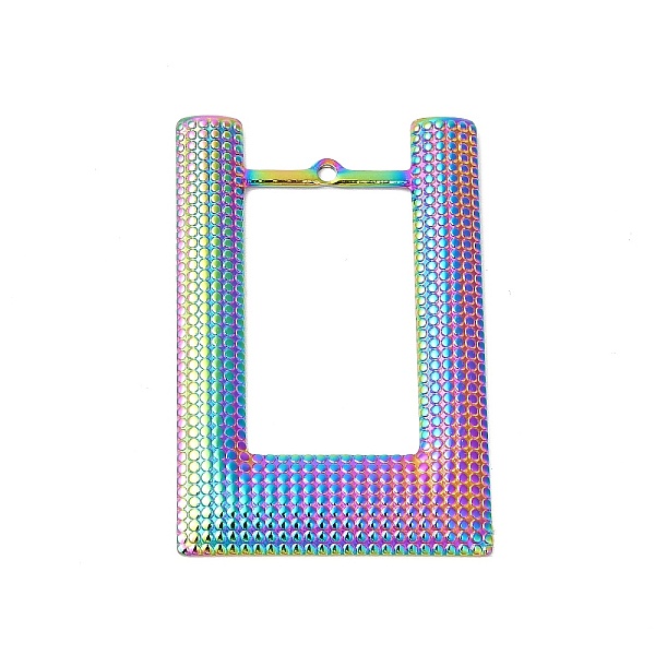 

PandaHall Ion Plating(IP) 304 Stainless Steel Pendants, Rectangle Charms, Rainbow Color, 49x32.5x2mm, Hole: 2mm 304 Stainless Steel...