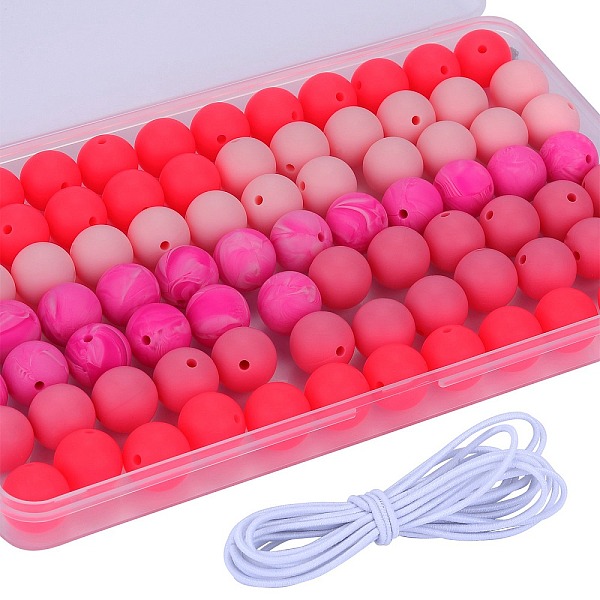 

PandaHall 80Pcs 4 Style Round Silicone Focal Beads, Chewing Beads For Teethers, DIY Nursing Necklaces Making, with 2M Core Spun Elastic Cord..., Multicolor