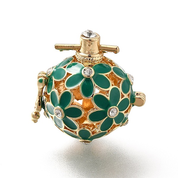 

PandaHall Alloy Crystal Rhinestone Bead Cage Pendants, Hollow Flower Charm, with Enamel, for Chime Ball Pendant Necklaces Making, Golden...