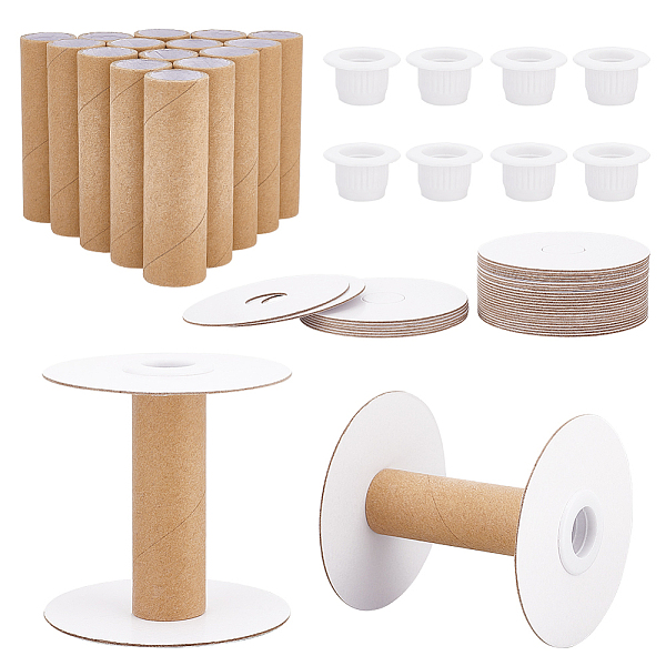 PandaHall Paper Thread Winding Bobbins, with Plastic Finding, for Cross-Stitch Embroidery Sewing Tool, BurlyWood, 80x80mm, 16 sets/box...