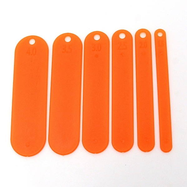 

PandaHall 6 Sizes Plastic Fishing Net Shuttle, Oval, Orange Red, 130x17~37x3mm, Hole: 6.5mm, 6pcs/set Plastic Oval