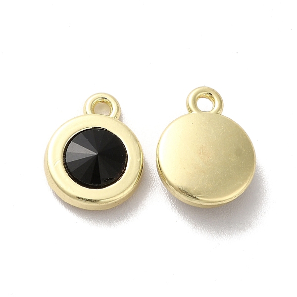 

PandaHall Alloy Pendant, with Glass, Light Gold, Lead Free & Cadmium Free, Falt Round Charm, Black, 12.5x10x4mm, Hole: 1.5mm Alloy+Glass...