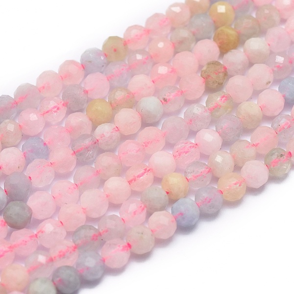 

PandaHall Natural Morganite Beads Strands, Faceted, Round, 4mm, Hole: 0.8mm, about 91pcs/strand, 15.7 inch(40cm) Morganite Round
