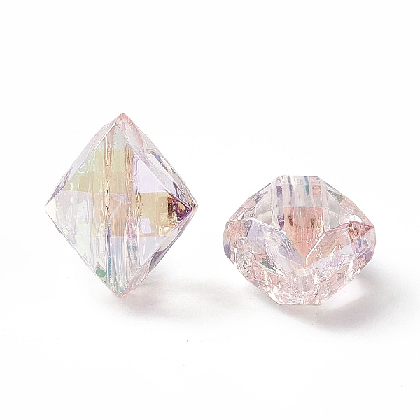 

PandaHall UV Plating Rainbow Iridescent Transparent Acrylic Beads, Faceted Rhombus, Lavender Blush, 22x19x12mm, Hole: 3.5mm Acrylic Rhombus
