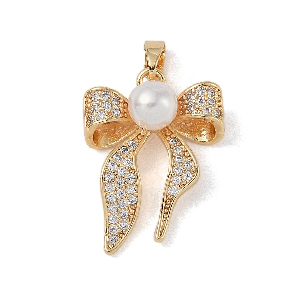 

PandaHall Rack Plating Brass Pendant, with Resin & Cubic Zirconia, Lead Free & Cadmium Free, Long-Lasting Plated, Bowkont, Real 18K Gold..., Clear