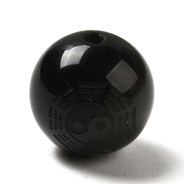 

PandaHall Natural Obsidian Round Beads, Bagua, 8.5x8mm, Hole: 1mm Obsidian Others