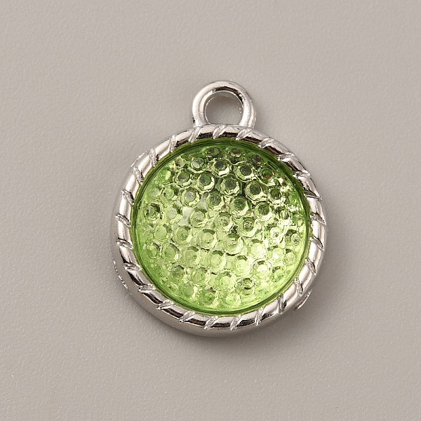 

PandaHall Plastic Pendants, August Birthstone Charms, with Alloy Cabochon Settings, Flat Round, Green Yellow, 18.5x15x5mm, Hole: 2.5mm...