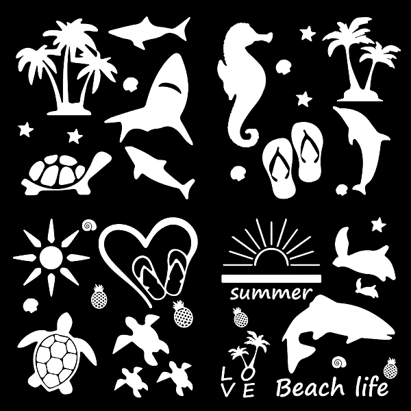 

PandaHall 4Pcs 4 Styles Square PET Waterproof Self-adhesive Car Stickers, Reflective Decals for Car, Motorcycle Decoration, Silver, Sea..., White
