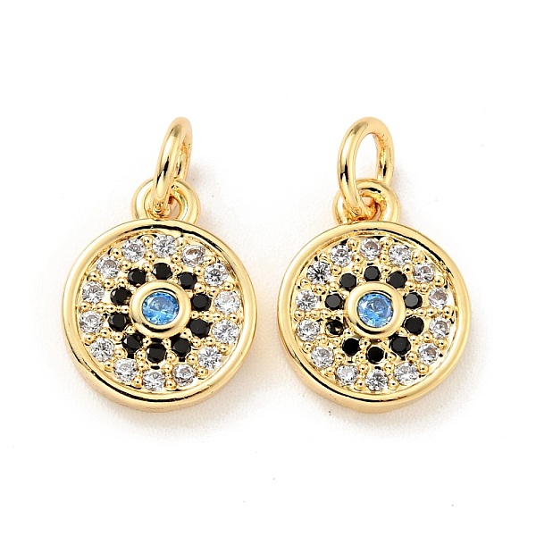 

PandaHall Eco-friendly Brass Micro Pave Cubic Zirconia Pendants, with Jump Ring, Cadmium Free & Lead Free, Flat Round, Real 18K Gold Plated...